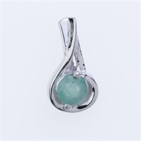 5Mm Round Emerald Sterling Silver Pendant