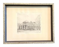 Framed Original Etching Of The Monticello