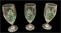3 Vintage Christmas Drinking Goblets