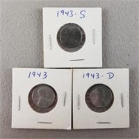 1943, 1943D & 1943S Steel Pennies