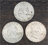 (3) Franklin Half Dollars