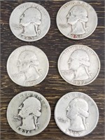 (6) 90% Silver Quarters