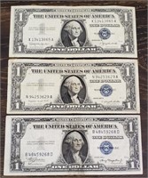 (3) One Dollar Silver Certificates