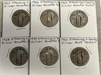 (6) Standing Liberty Silver Plated Quarter Dollars