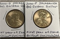 2000-D & 2000-P Sacagawea Golden Dollars