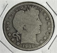 1906-D Liberty Head Barber Silver Half Dollar