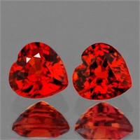 Natural Orange Red Sapphire Heart Pair {Flawless-V