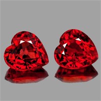 Natural Orange Red Sapphire Heart Pair {Flawless-V