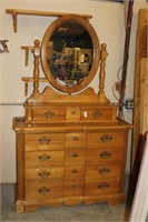 OAK DRESSER WITH MIRROR