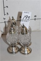SILVER AND CRYSTAL SALT AND PEPPER SHAKERS