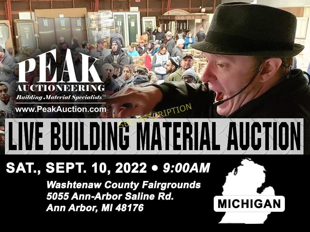Detroit, MI September 10,2022 Peak Building Material Auction