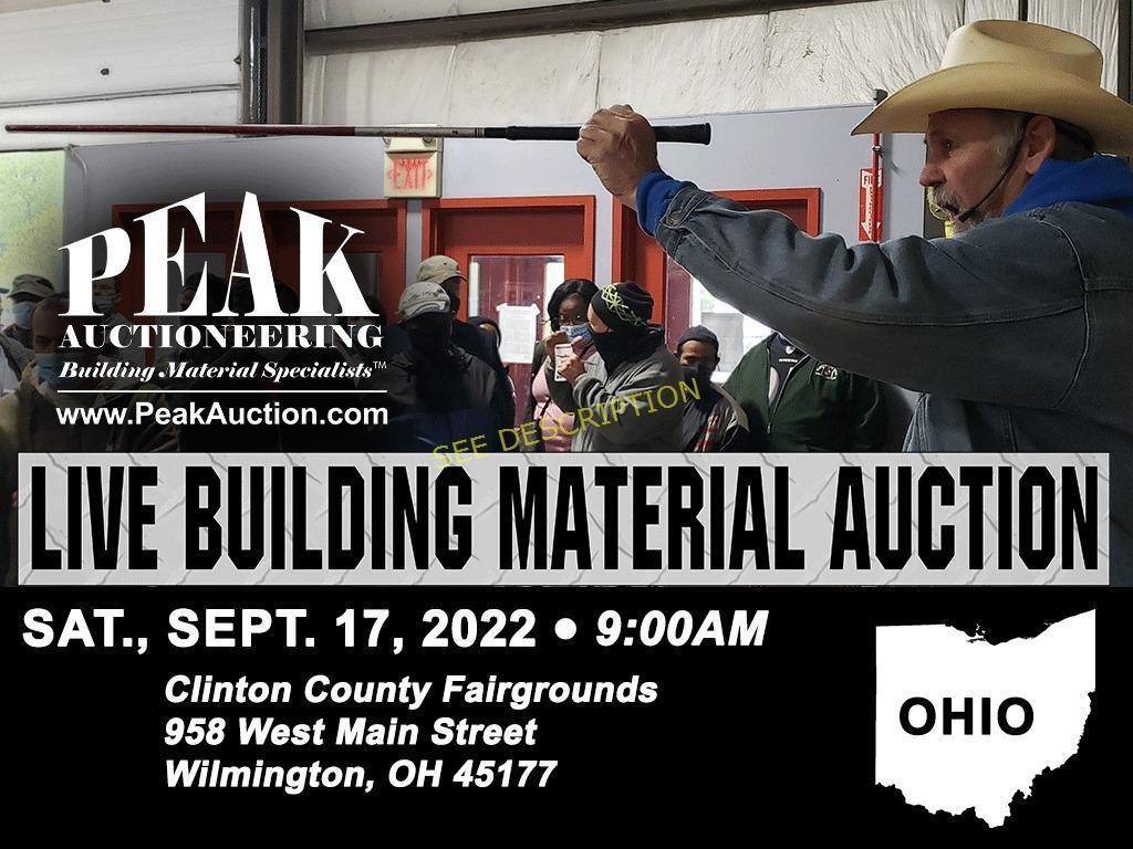 Wilmington, OH September 17, 2022 Peak Building Material Auc