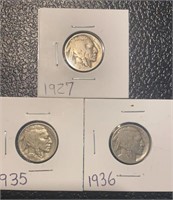 1927 35 35 Buffalo Nickels