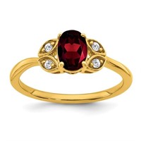 14k Gold Garnet and Diamond Ring