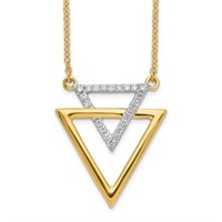 Designer Diamond Triangle Necklace 14k Gold