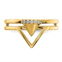 14k Gold Satin & Polished Diamond Triangle Ring