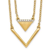 Designer 14k Gold & Diamond Double Strand Necklace