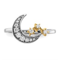Diamond Moon Celestial Ring 14k Bi-Color Gold