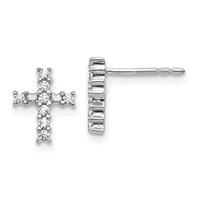 Diamond Cross Stud Earrings 14k White Gold