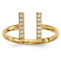 14k Yellow Gold Open Diamond Bar Ring