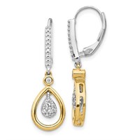 14k Two-Tone Gold Diamond Teardrop Earrings