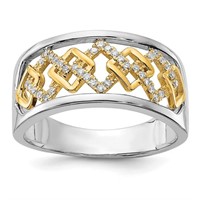 14k Two-Tone Gold & Diamond Wide Band Ring
