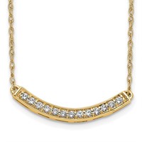 14k Yellow Gold & Diamond Curved Bar Necklace