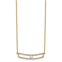 14k Yellow Gold & Diamond Curved Bar Necklace