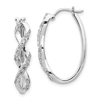 Diamond Twist Hoop Earrings 14k White Gold