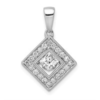 1/2 CT Diamond Halo Pendant 14k White Gold