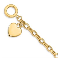 Designer 14k Gold Heart Toggle Link Bracelet