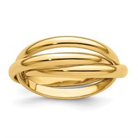 14k Yellow Gold Triple Rolling Band Ring Mens 10