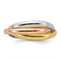 14k Tri-Color Gold Triple Rolling Band Ladies 7