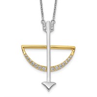 14k Two Tone Cupid Bow & Arrow Diamond Necklace