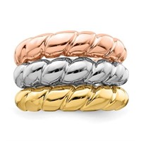 14k Tri-Color Triple Twisted Band Ring