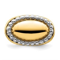 14k Two-Tone Gold Beaded Halo Dome Ring