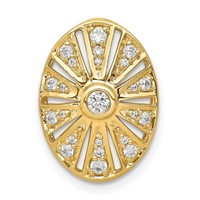 Art Deco Style Diamond Oval Pendant 14k Gold