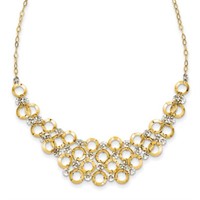 14k White & Yellow Gold Circles Necklace