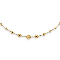 14K Polished and Textured Beaded 17in Necklace
