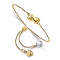 Designer Beaded Heart Adjustable Bracelet 14k Gold