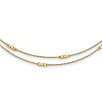 14K Polished Beaded Double Strand Necklace