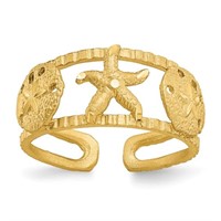 14k Gold Starfish & Sand Dollar Toe Ring