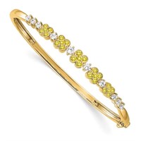 14k Gold Diamond & Yellow Sapphire Bangle