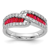14k White Gold Ruby & Diamond Ring