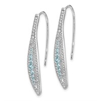 14k White Gold Diamond & Aquamarine Earrings