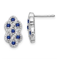 Sapphire Diamond Crossover Earrings 14k WG