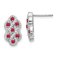 Ruby Diamond Crossover Earrings 14k WG