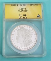 1887 Silver Morgan Dollar Au 58