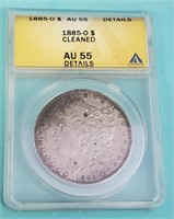 1885 Silver Morgan Dollar O Au 55