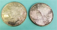 (2) 1oz Silver Peace Rounds